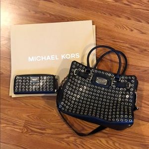Black and gold Michael Kors bag and wallet